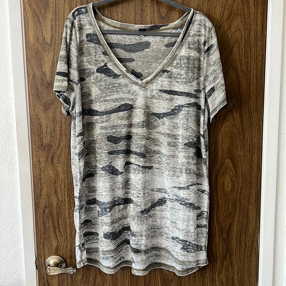Camo V-Neck Tee
